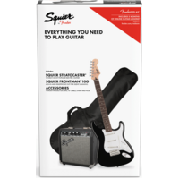 Squier Stratocaster Pack - Black w/ Bag & Frontman 10G