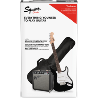 Squier Stratocaster Pack - Black w/ Bag & Frontman 10G