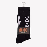 Perris Licensed AC/DC "Lightning Strikes" Large Crew Socks in Black (1-Pair)
