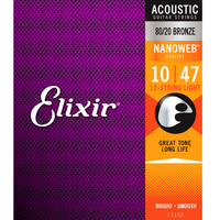 Elixir Acoustic 80/20 Bronze Nanoweb 10-47 12 String Set