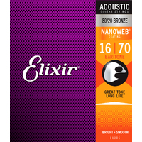 Elixir Acoustic 80/20 Bronze Nanoweb 16-70 Baritone