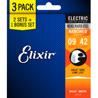 Elixir 3-Pack Nanoweb Electric 9-42 Super Light 