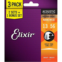 Elixir 3-Pack Acoustic Nanoweb Phosphor Bronze 13-56 Medium