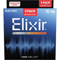Elixir 3-Pack Nanoweb Electric 10-46 Light