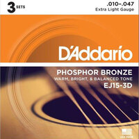 D'Addario EJ15 Phosphor Bronze 10-47 3 Pack