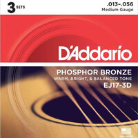 D'Addario EJ Acoustic Phosphor Bronze 13-56 3-Pack EJ17