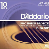 D'Addario EJ Acoustic Phosphor Bronze 11-52 10-Pack EJ26