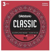 D'Addario EJ27N-3D Student Nylon Classical Guitar Strings 3-Pack (Normal Tension)