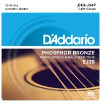 D'Addario EJ Acoustic Phosphor Bronze 10-47 12 String Set - EJ38