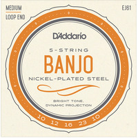 D'Addario EJ61 5 String Banjo Strings Loop End Medium 10-23