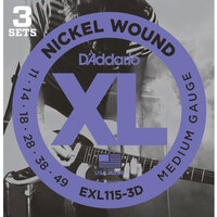 D'Addario EXL115-3D 11-49 3 Pack XL Nickel Wound Blues Jazz