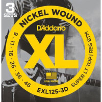 D'Adddario EXL125-3D Electric Nickel Wound 9-46 3-Pack