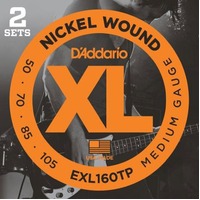D'Addario XL Bass Nickel Wound 50-105 EXL160 Twin Pack