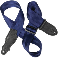 Franklin 2" Blue Aviator Seat Belt Strap with Pebbled Glove Leather End Ta