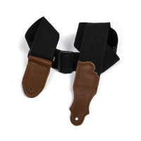 Franklin 2" Black Cotton Strap with Pebbled Caramel Glove Leather End Tab