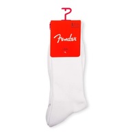 Perris Licensed FENDER "The Icon Back Tab" Large Crew Socks in White (3-Pair)