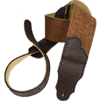 Franklin Embossed Guitar Strap Caramel/Chocolate