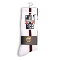 Perris Licensed Guns N' Roses "Side Stripe" Large Crew Socks in White (1-Pair)