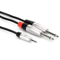 Hosa Pro Stereo Breakout REAN 3.5mm TRS to Dual 1/4" TS 10ft HMP-010Y