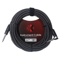 Kirlin 10ft Black Woven Instrument Cable Right Angle - Straight