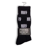 Perris Licensed KISS "All Over Logo" Large Crew Socks in Black (1-Pair)