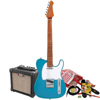 Northstar T-Style Electric Guitar Cadillac Blue with Aroma 10W Amp & Accessory Pack