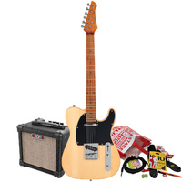 Northstar T-Style Electric Guitar Natural Matte with Aroma 10W Amp & Accessory Pack
