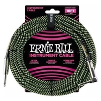 Ernie Ball Instrument Cable - Neon Black/Green - 10ft / 3.05m