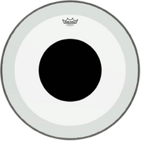 Remo 24" Powerstroke 3 Clear No Stripe Top Black Dot