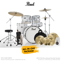 Pearl Roadshow-Plus 20″ Fusion Drum Kit Package – Pure White