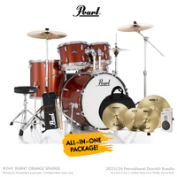 Pearl Roadshow-Plus 22″ Fusion Plus Drum Kit Package – Burnt Orange Sparkle