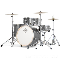 Dixon Spark Standard "Rock" 5-Pce Drum Kit with Cymbals in Cyclone Silver