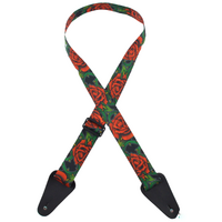 Colonial Leather Guitar Strap Red Roses