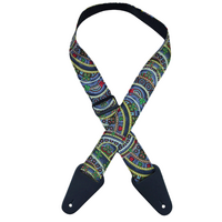 Colonial Leather Aboriginal Art Guitar Strap – Butterflies Circle of Life