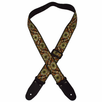 Colonial Leather Guitar Strap - Gold Flowers