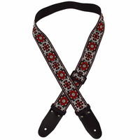 Colonial Leather Guitar Strap Red Flower