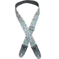 Colonial Leather Guitar Strap Green Paisley