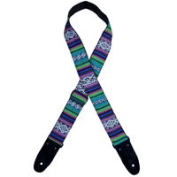 Colonial Leather Guitar Strap Purple Rasta Rag