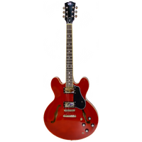 SX (Essex) SEL62 Semi Hollowbody Electric Guitar in Trans Red