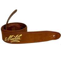 Maton Guitar Strap Leather Deluxe Padded Brown With Logo
