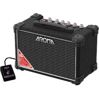 Aroma 15W Black Electric Guitar Amplifier with Footswitch and Drum Machine [TM-15S]