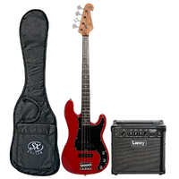 SX (Essex) VEP34 3/4 Size Bass in Fiesta Red with Laney LX15B Amp
