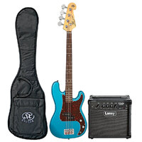SX (Essex) VEP34 3/4 Size Bass in Lake Placid Blue with Laney LX15B Amp